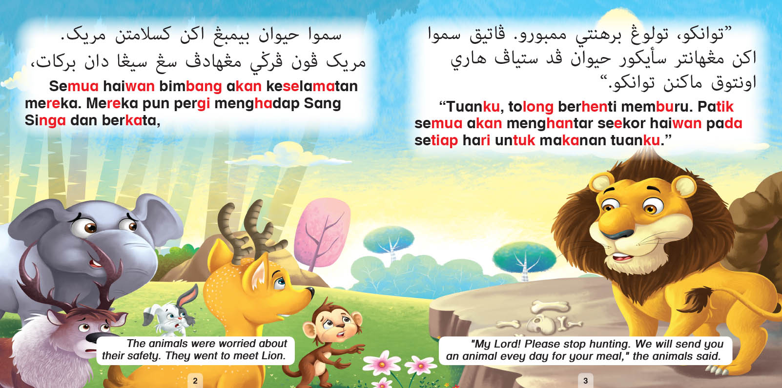Buku Cerita Jawi-BM & English : Sang Singa Dan Sang Arnab