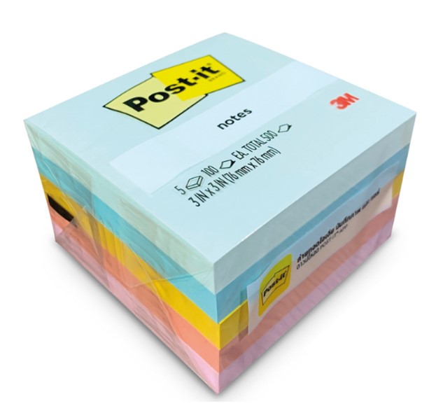 Post-it® 654-5ap Beachside Cafe Colours, 3x3"