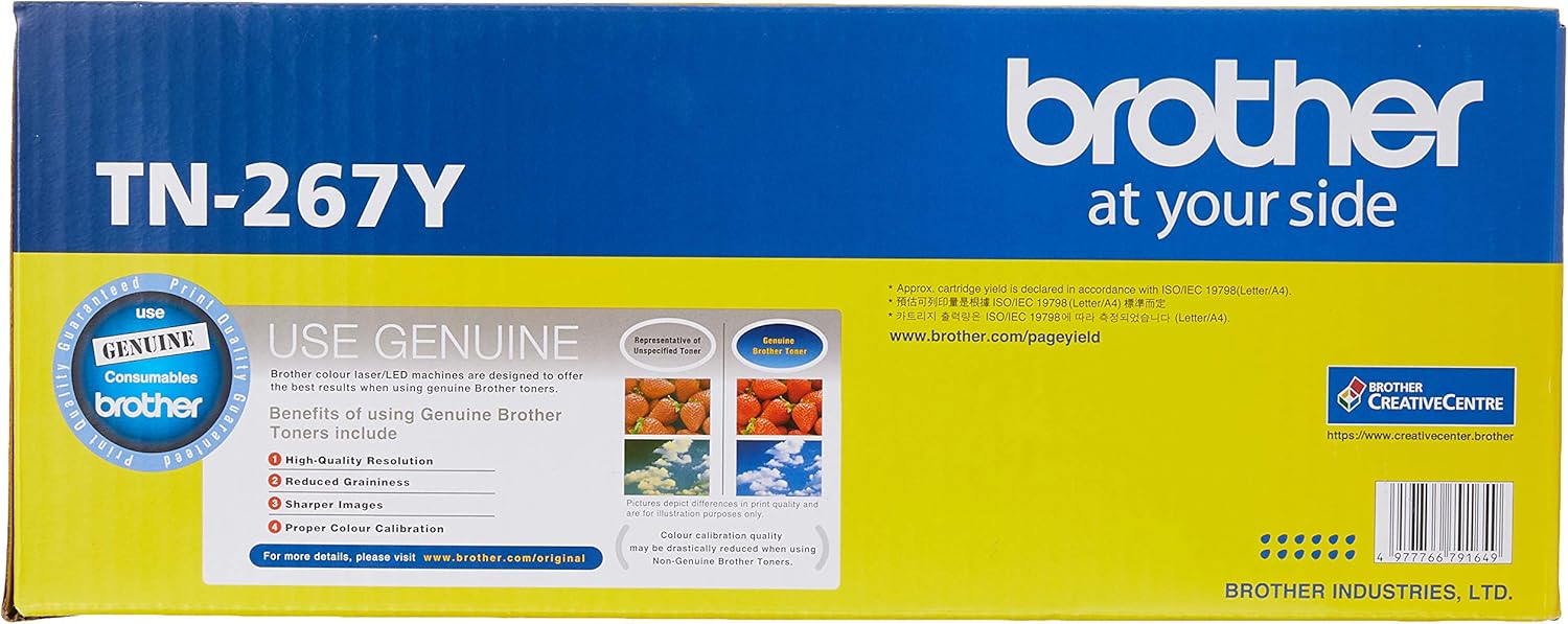 Brother TN-267Y ASA Original Toner Cartridge Compatible with DCP/HL/MFC, 2300 Pages, Yellow