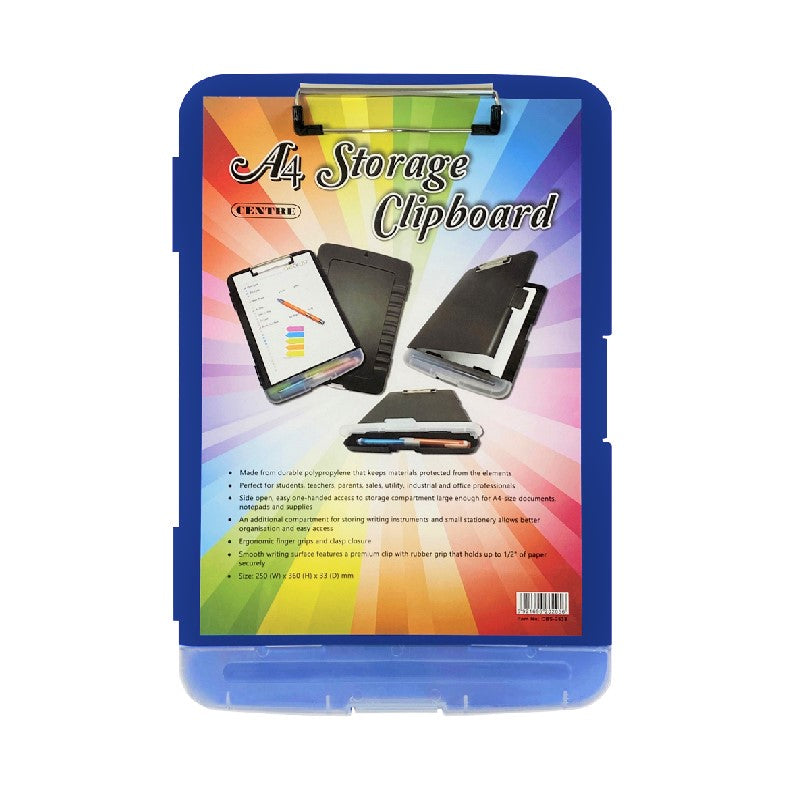 CENTRE PP Storage Clipboard with Dedicated Stationery Compartment A4