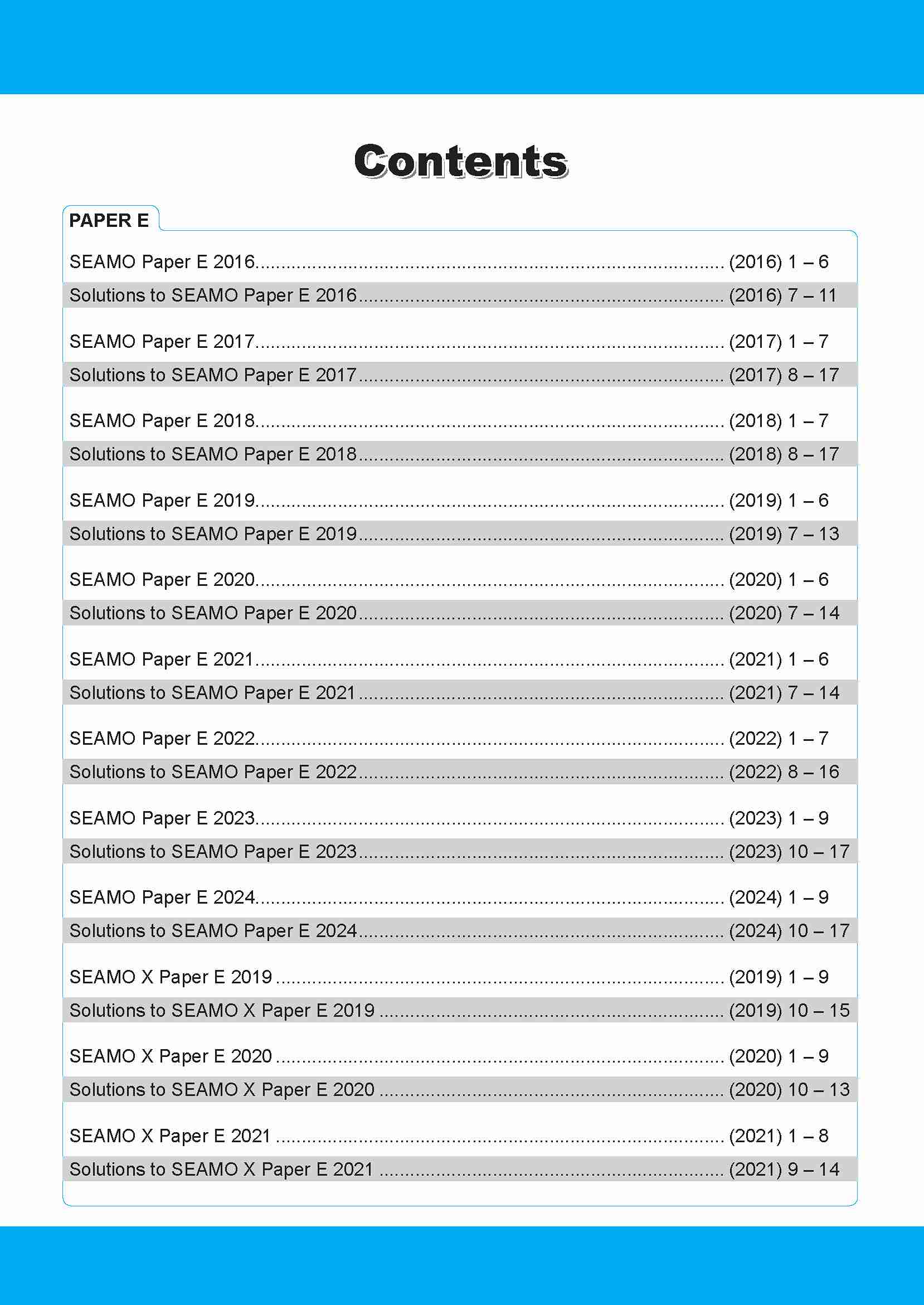 SEAMO Math Olympiad International Competition Preparation Paper E (SEAMO 2016-2025 + SEAMO X 2019-2026) Secondary 3&4
