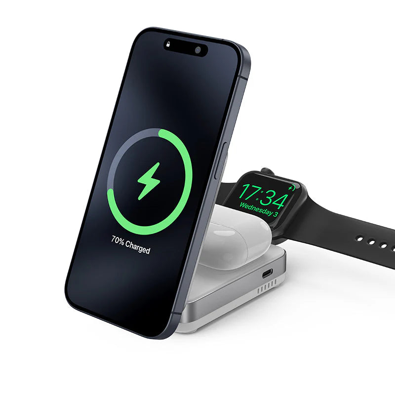 Mazer Qi2 23W Foldable 3in1 Wireless Charger (White)