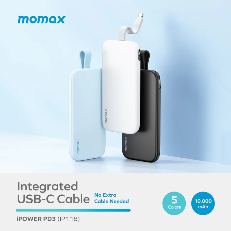 Momax IP118D iPower PD3 10000mAh 22.5W Battery Pack -Black