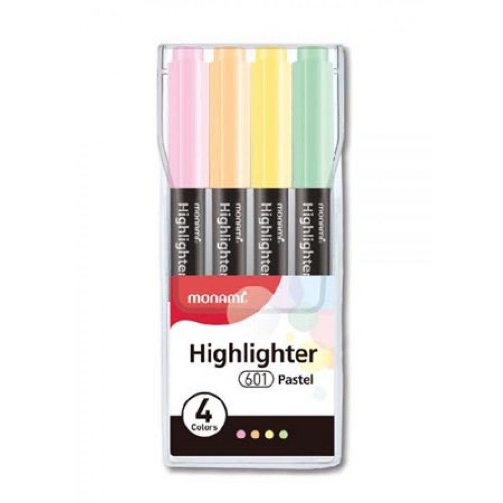 MONAMI 601 Highlighter 4 Pastel Colours Per Pack