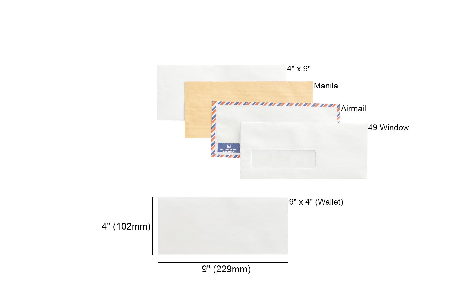 Waysin Manila Envelope Peel & Seal 102mm X 229mm - 20pcs