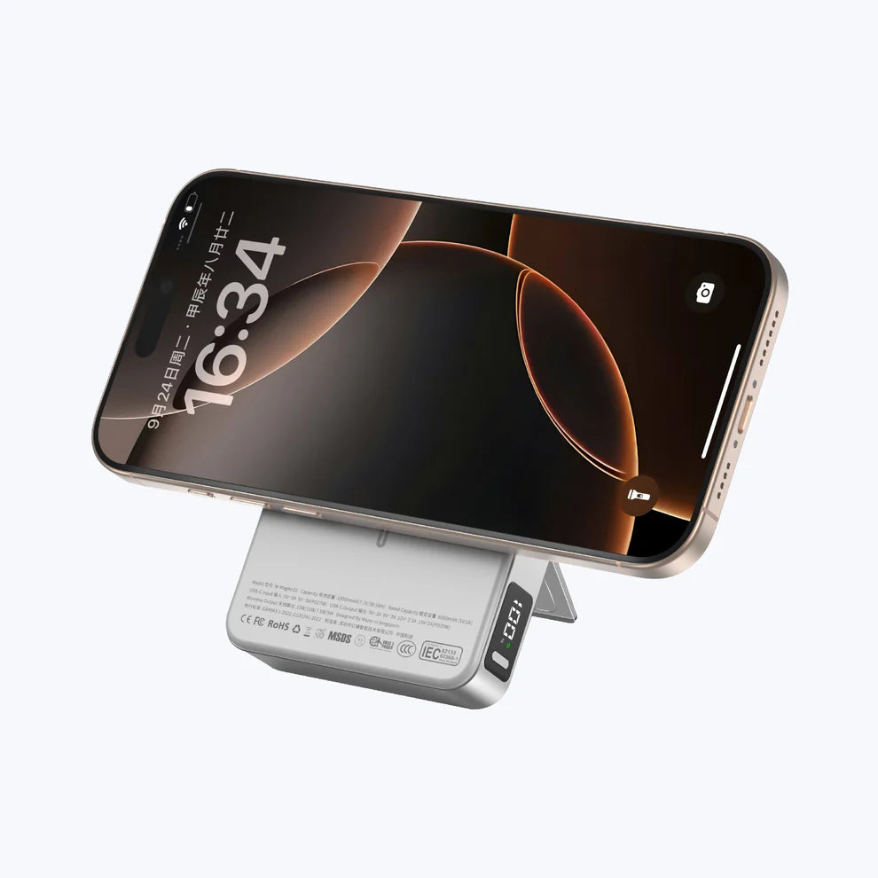 MagAir20 10000 mAh Magnetic Wireless Power Bank (CCC Certified) - Silver