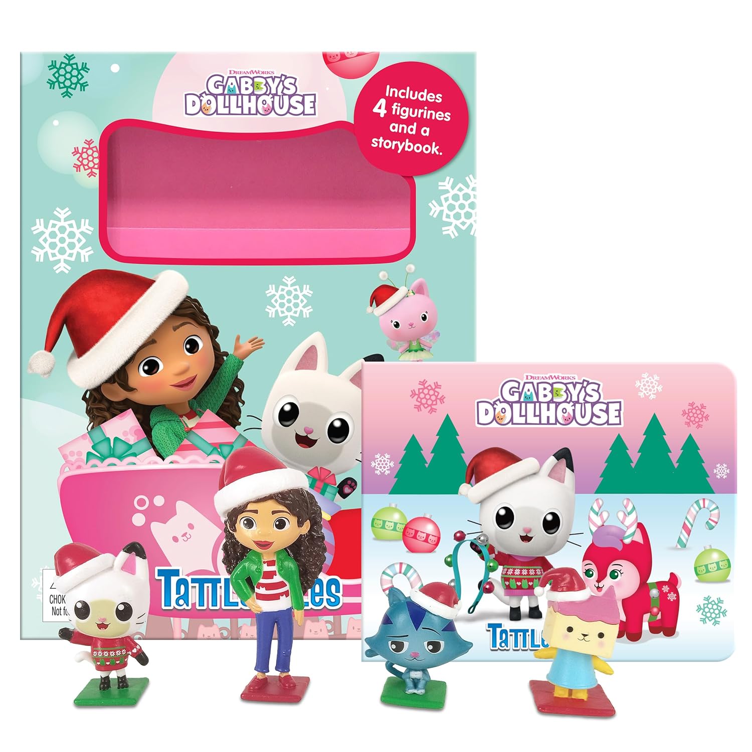 Gabby's Dollhouse Christmas Tattle Tales (12-Page Storybook, 4 Figurines) Board Book – Picture Book