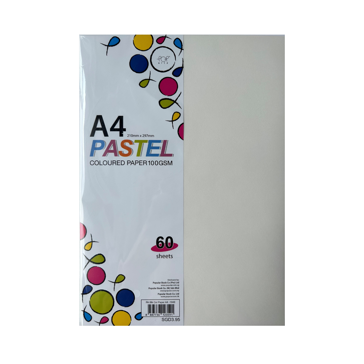 POP Artz Pastel Coloured Paper A4 100GSM 60'S