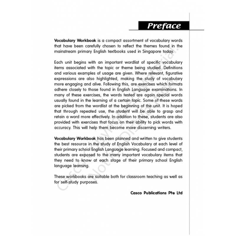 Primary 1 Vocabulary Workbook 1