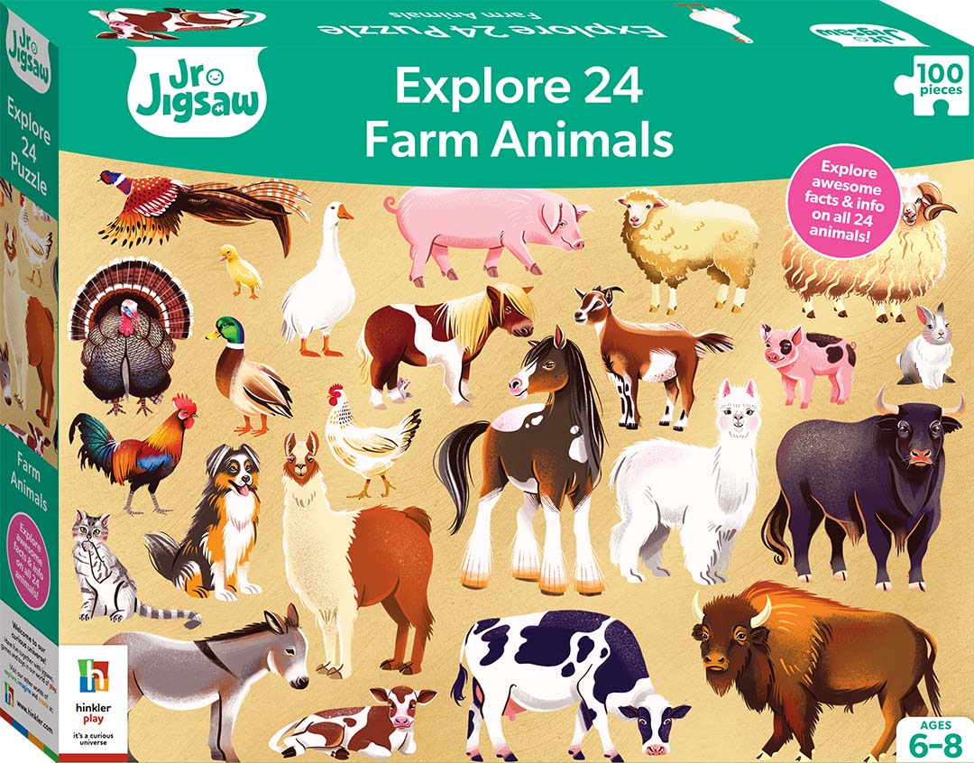 HINKLER JR JIGSAW EXPLORE 24 FARM ANIMALS