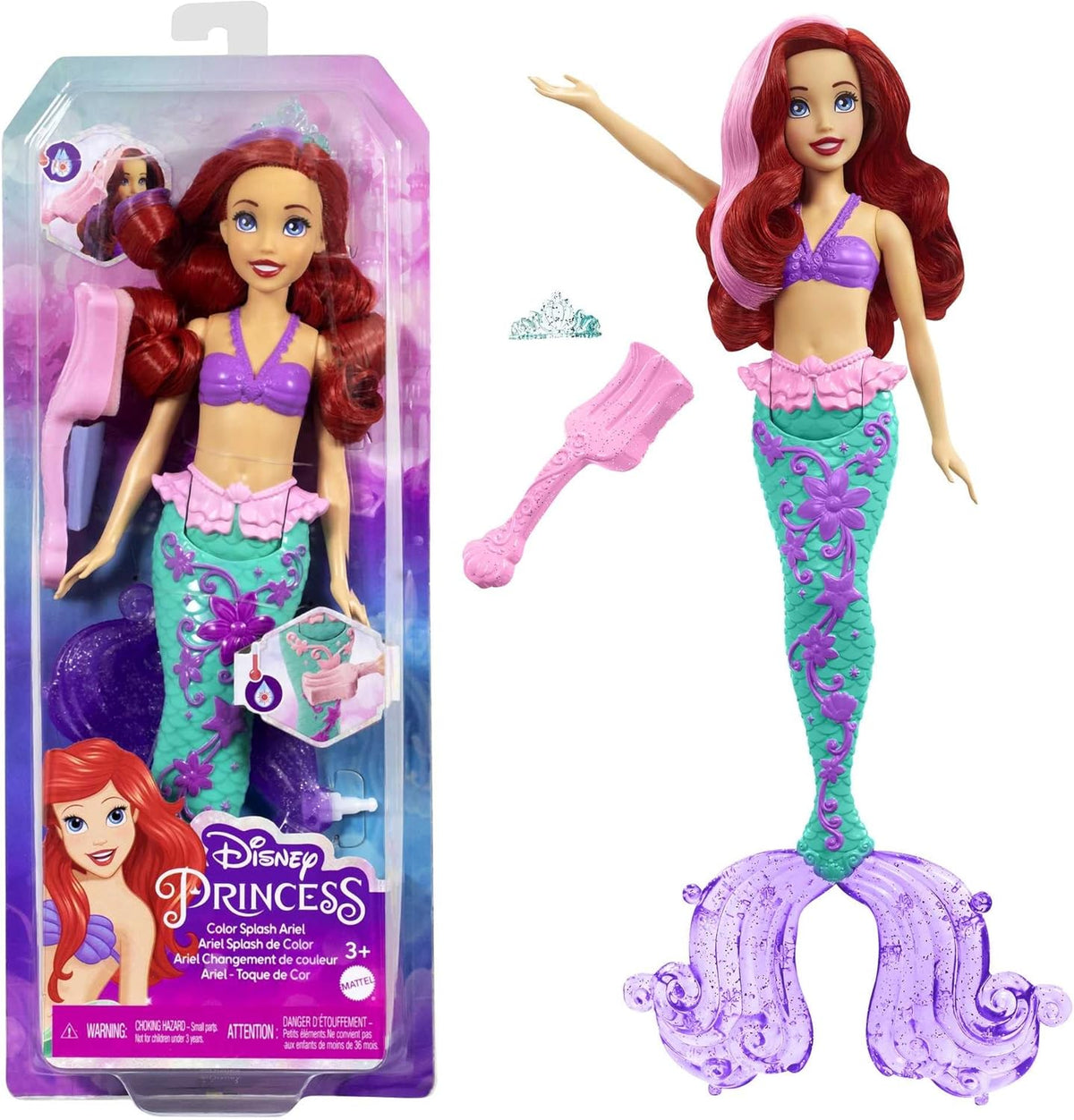 MATTEL DISNEY PRINCESS ARIEL CHANGES COLOR DOLL MERMAID PRINCESS
