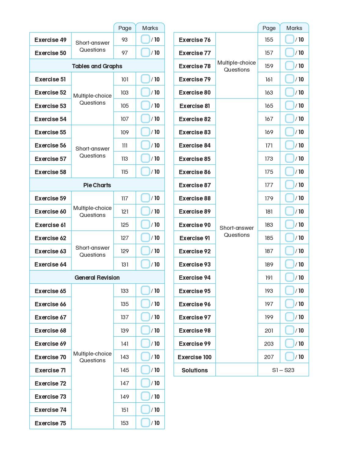 Conquer Mathematics Geometry . Area and Perimeter . Graphs . Pie Chart Workbook 4