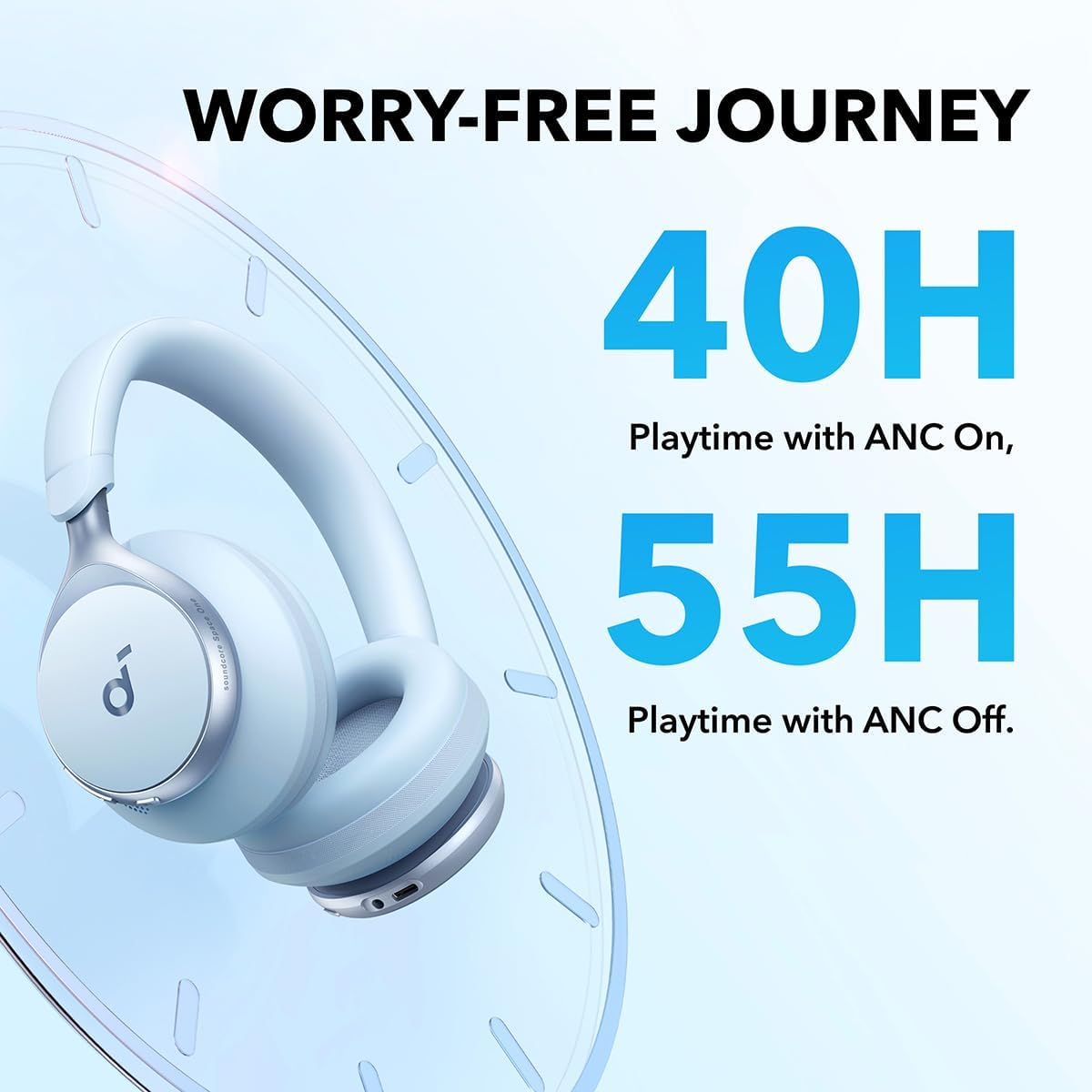 Soundcore Space One Active Noise Cancelling Headphones – Blue