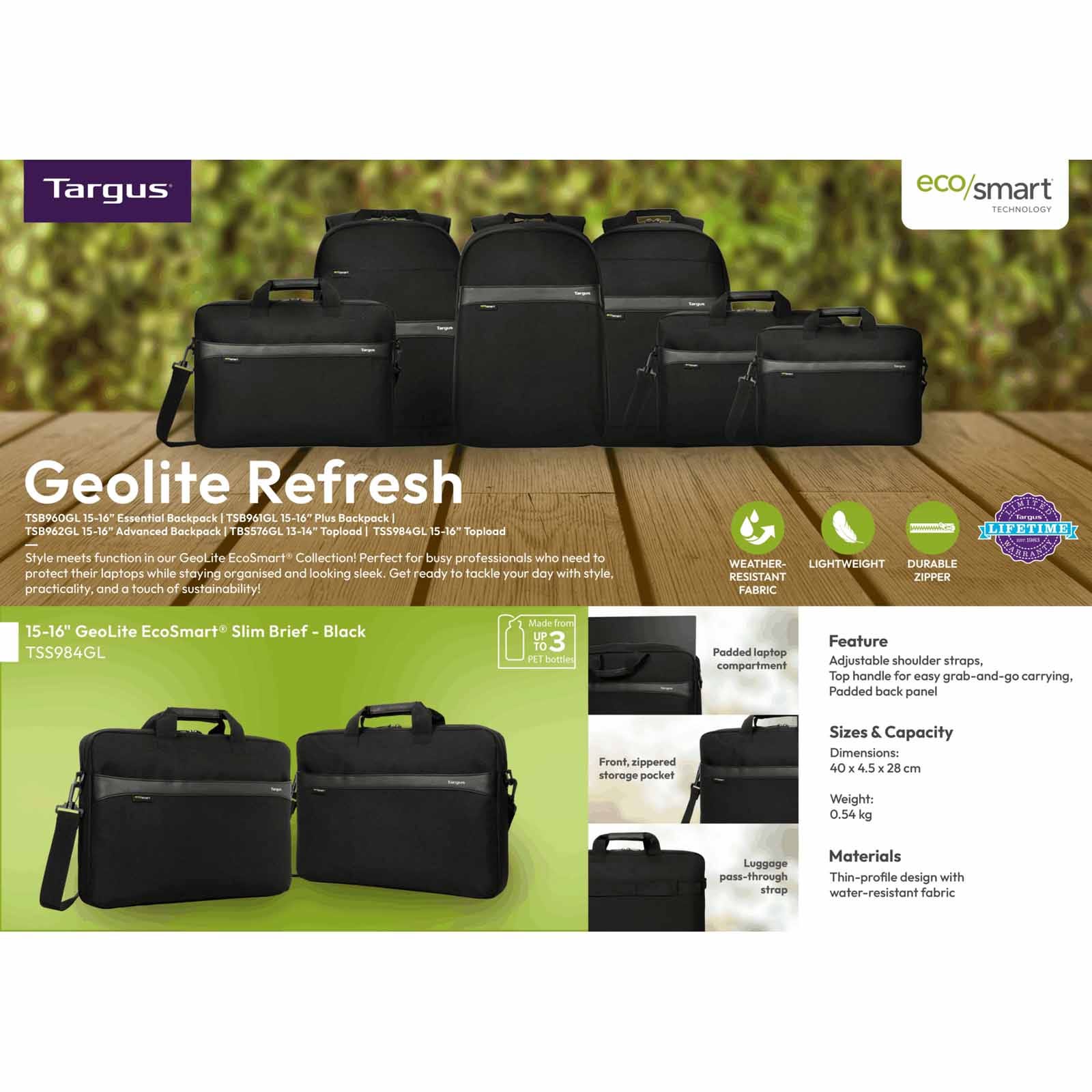 Targus GeoLite Topload Laptop Case 15–16" TSS984GL-70 – Black