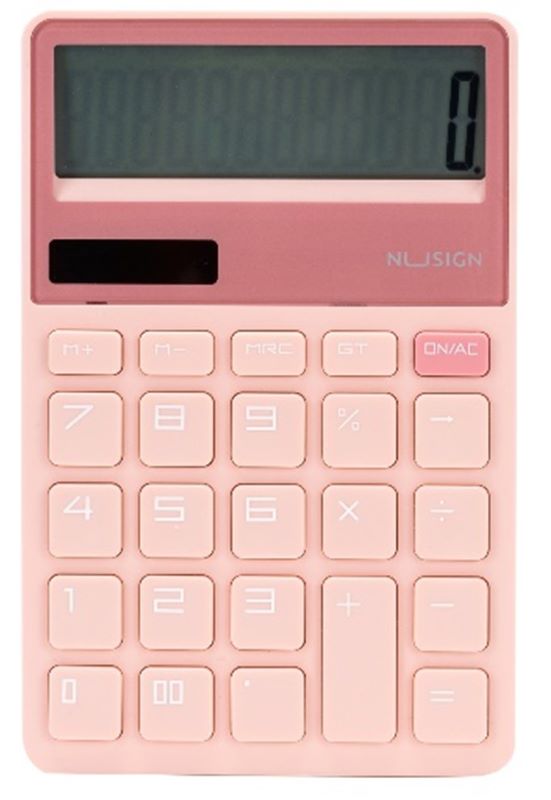 DELI NUSIGN CALCULATOR 12 DIGIT DUAL POWER PINK ENS042