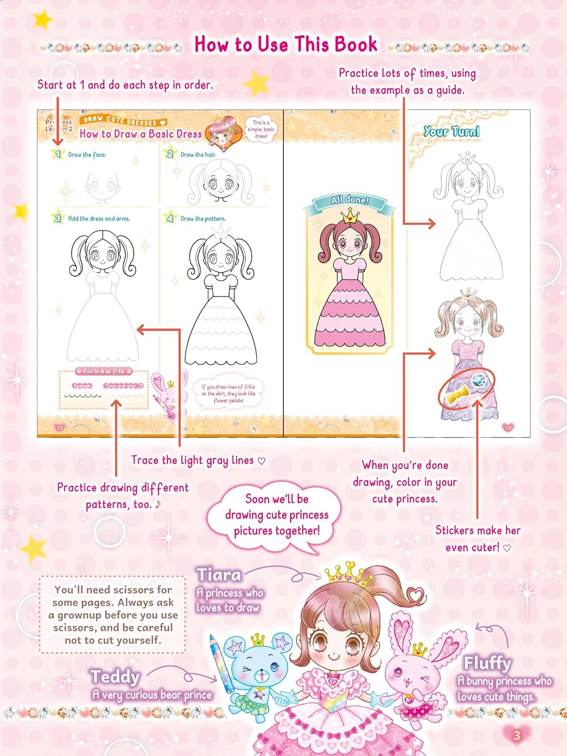 Kawaii Princess Drawing Book (Paperback – Sticker Book)