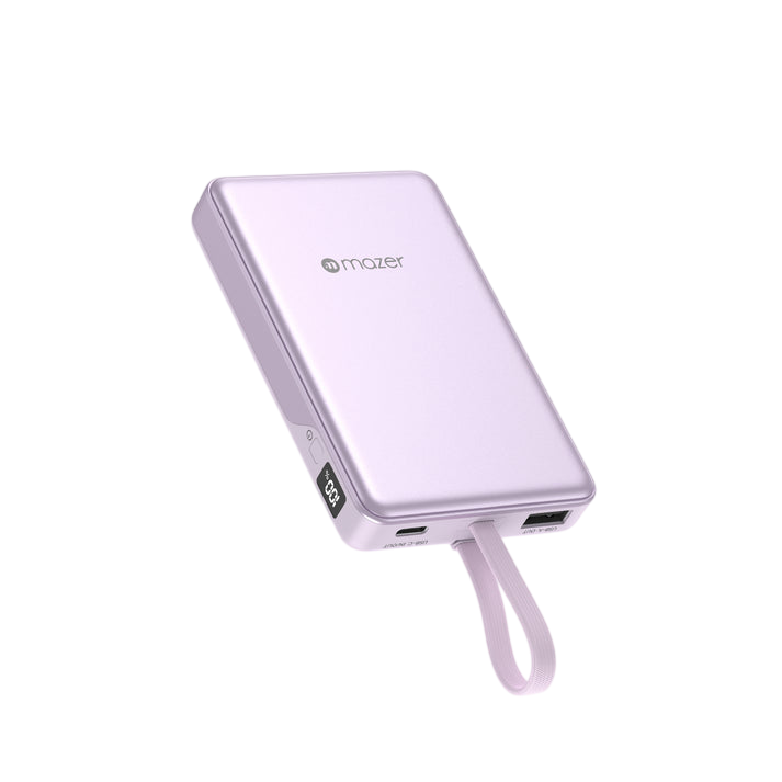 Mazer PowerCharge Link 10,000mAh PD/PPS 35W (Built-in USB-C Cable) Power Bank (CCC + QR) - Lavender
