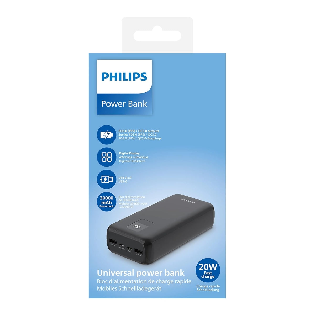 Philips 30kmah 20w Power Bank - Pht Dlp1930cb/00