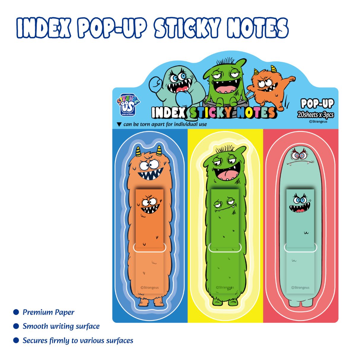 Strange Us Index Sticky Notes 3Pc/Set