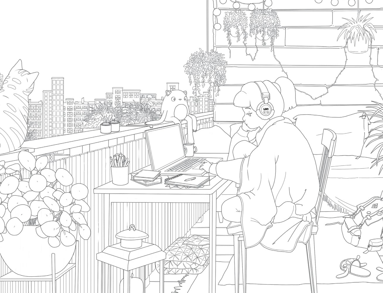 Lofi Girl Colors to Chill To: A Cozy Coloring Escape Paired with Curated Playlists (Lofi Girl Creative Escapes) Paperback