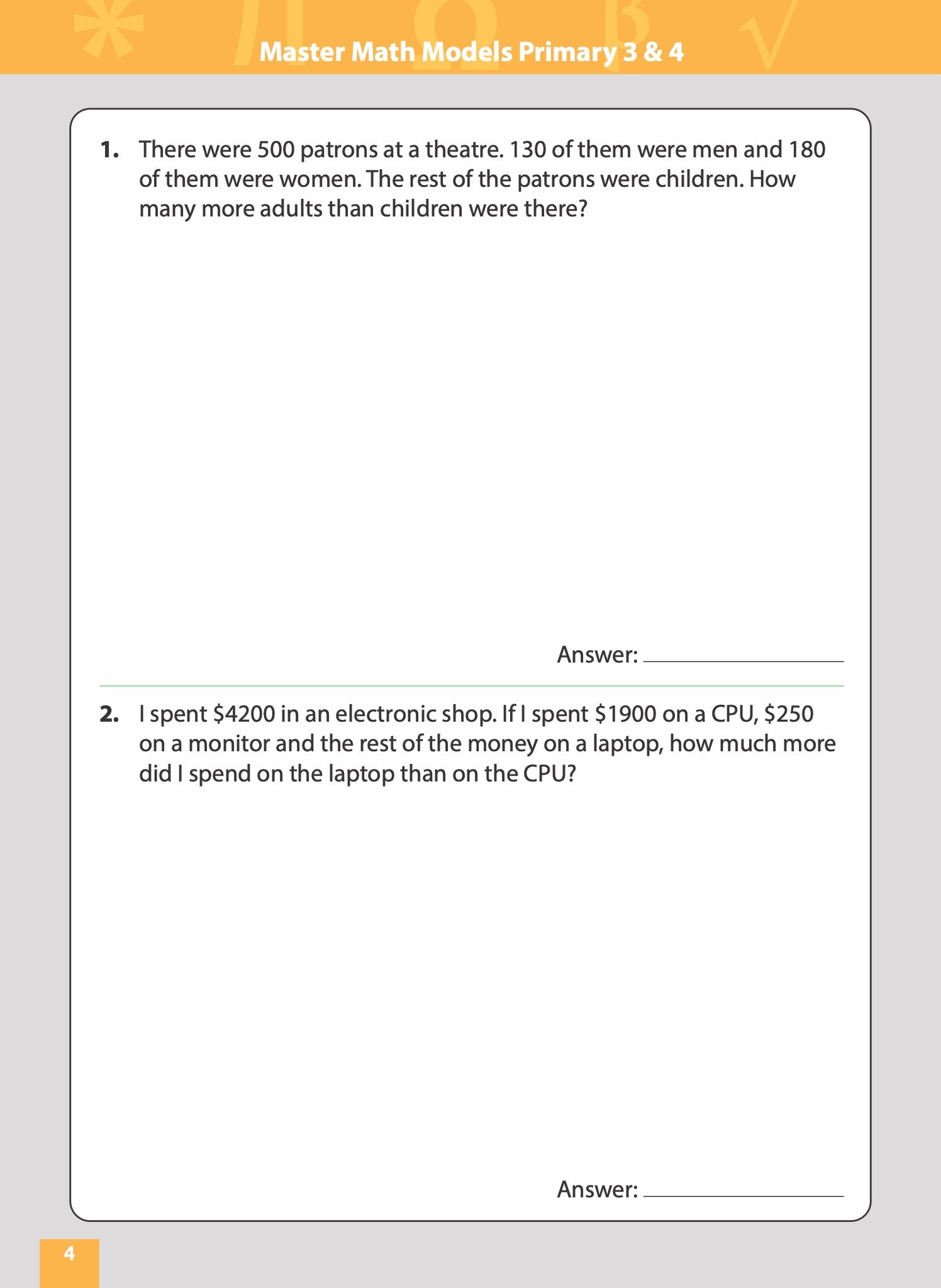 Primary 3&4 Master Math Models Book 1 – Whole Numbers 1