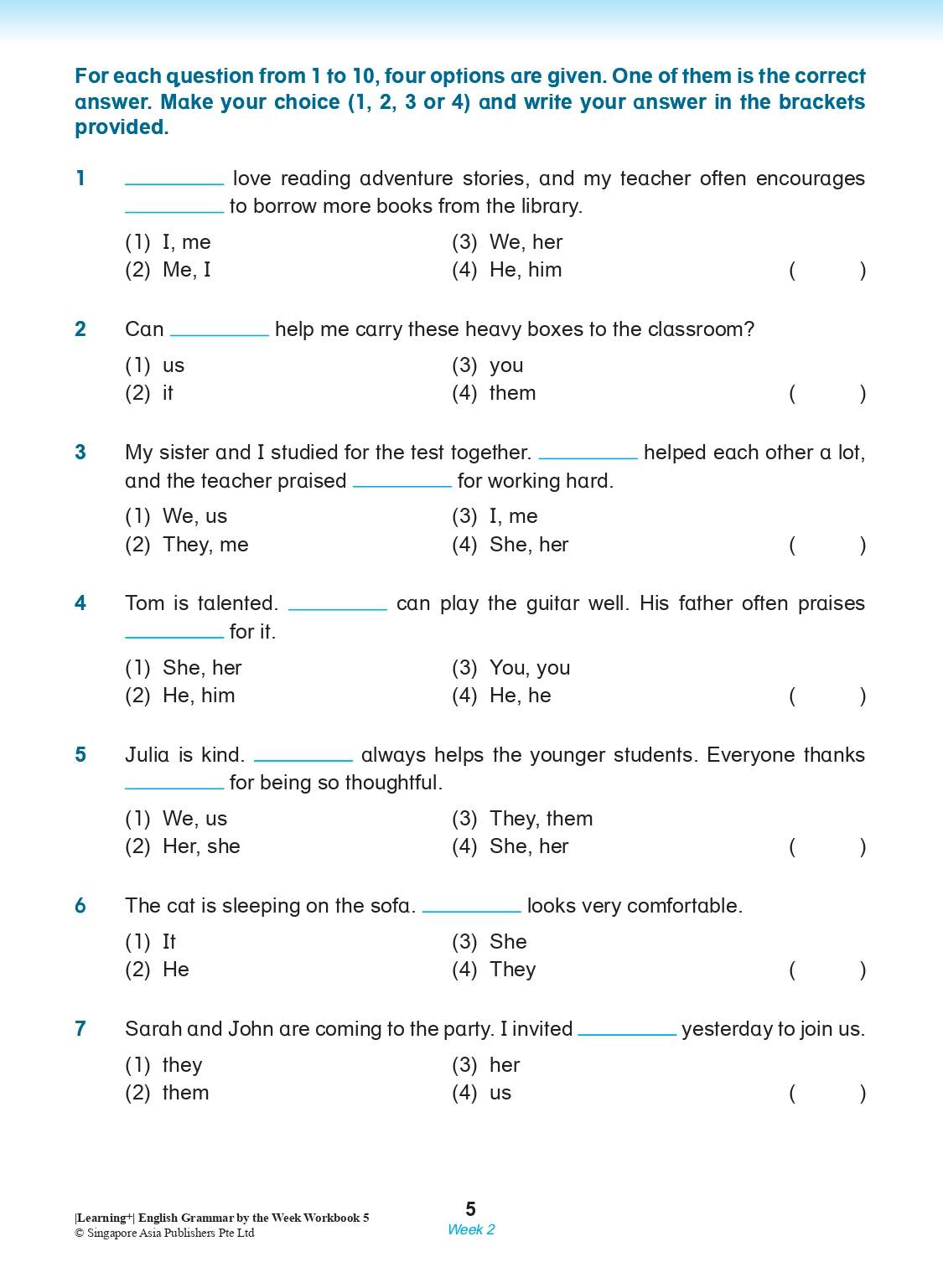 LEARNING+ ENGLISH GRAMMAR by the WEEK Workbook 5