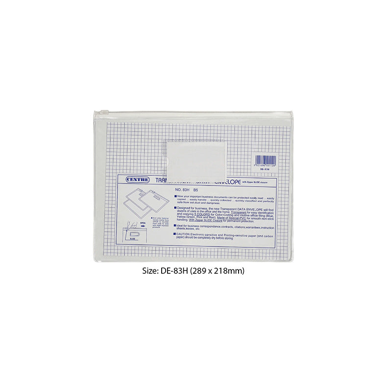 Centre Pvc Zip Bag  B5