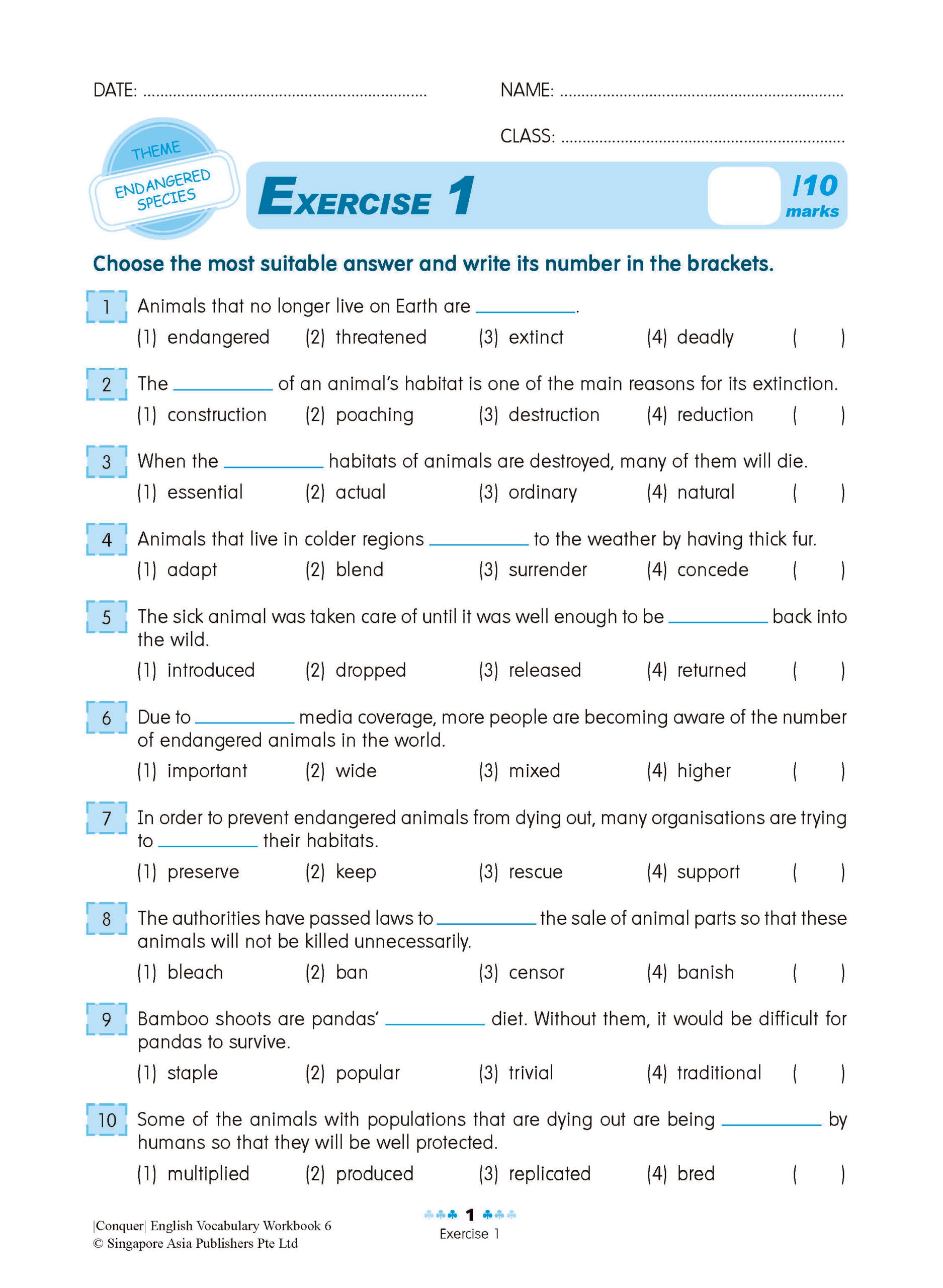 Conquer English Vocabulary For Primary Levels Workbook 6