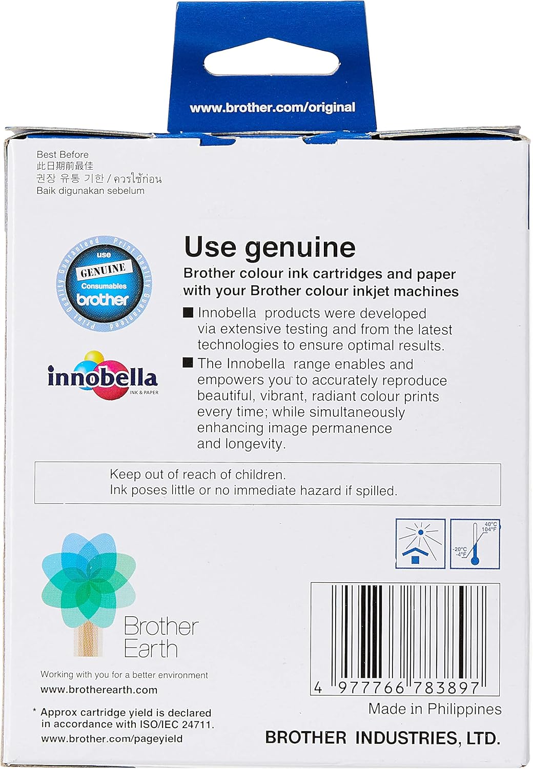 Brother LC3513CL3PK Original Ink Cartridge Compatible with DCP/MFC Series, 400 Pages, Cyan
