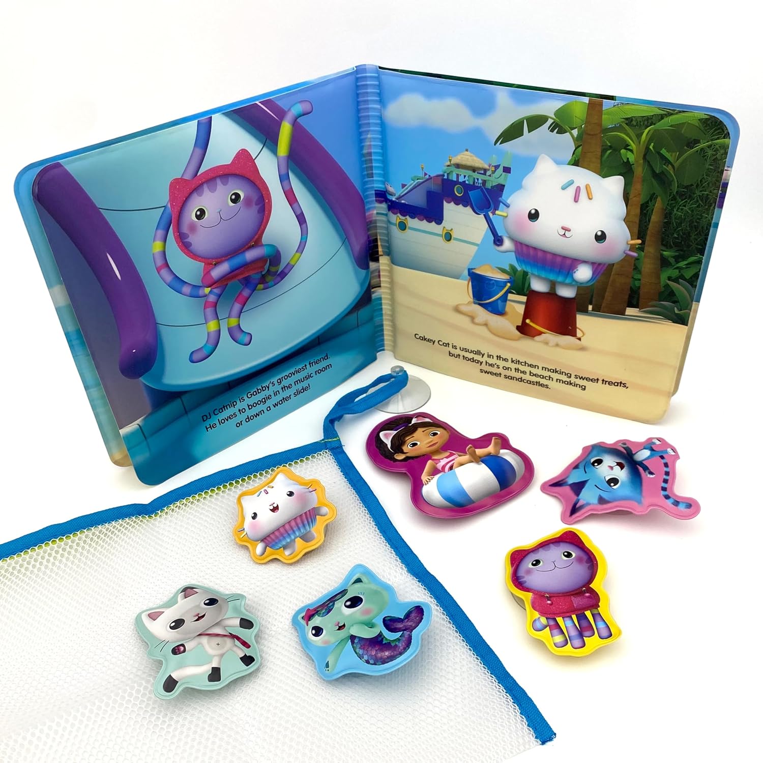Gabby's Dollhouse Bath Time Books - Activity Books For Kids, Bath Book, 6 Padded Suction Cups, 1 Mesh Bag (Bath Book – Picture Book)