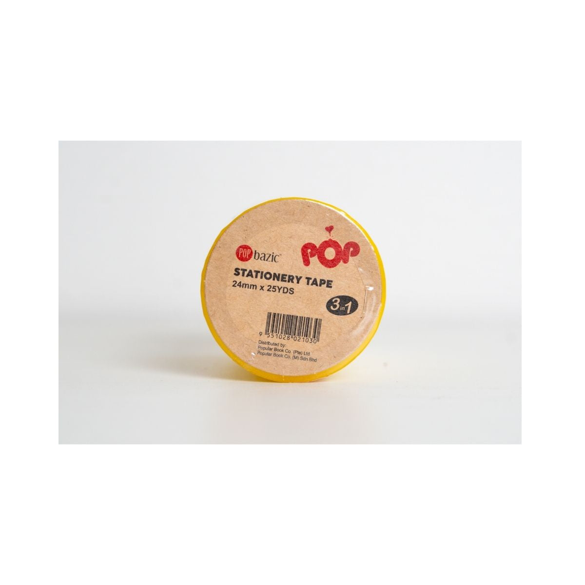 Pop Bazic Stationery Tape 24mm x 25 Yards (Pack of 3)