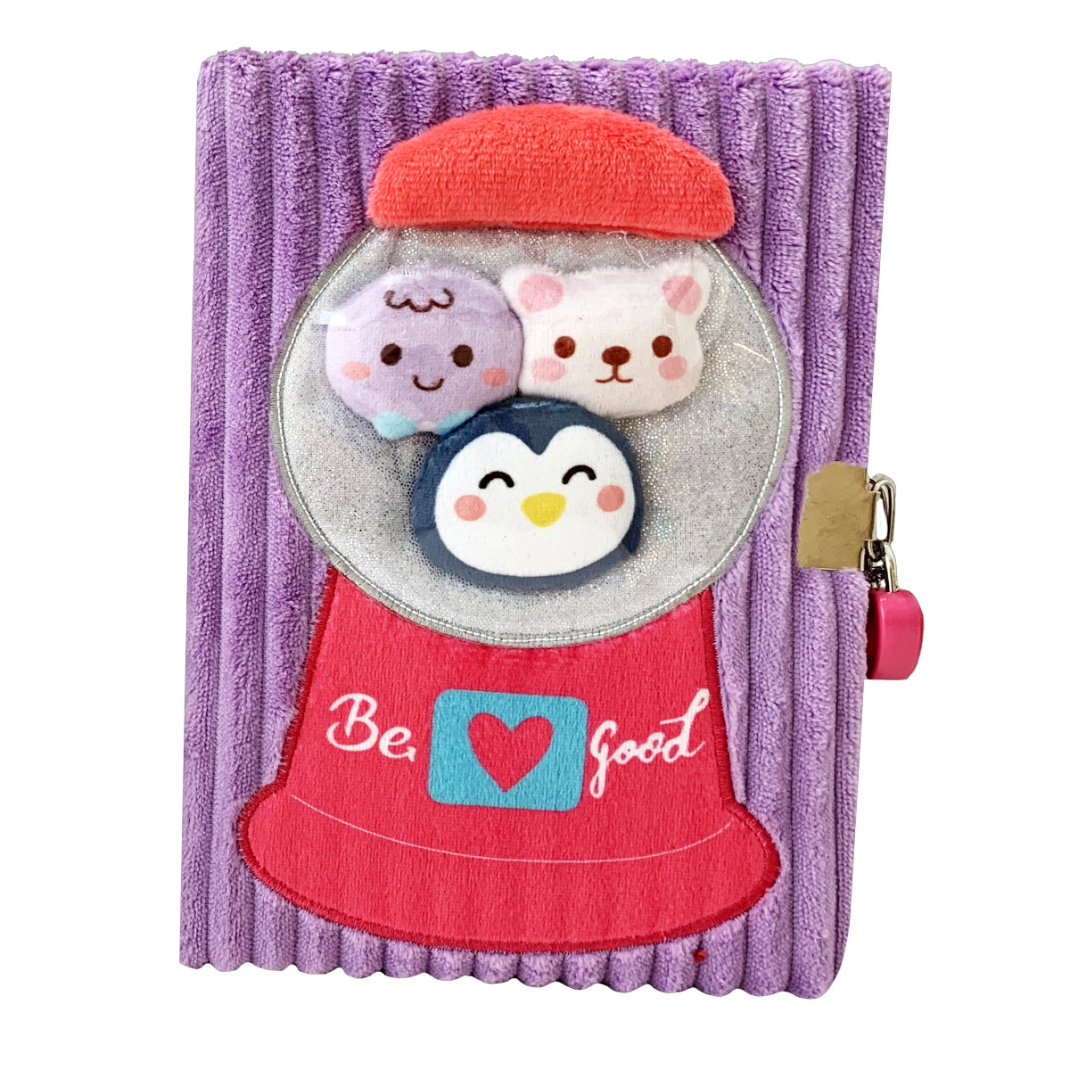 X'mas Plush Cover A5 Notebook with Lock - Purple