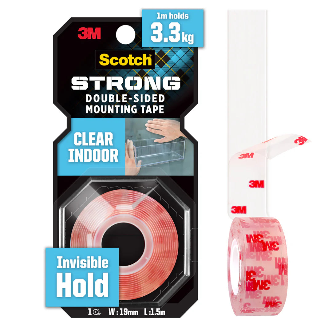 Scotch® 410-s19 Clear Double-sided Mounting Tape, 19mm X 1.5m