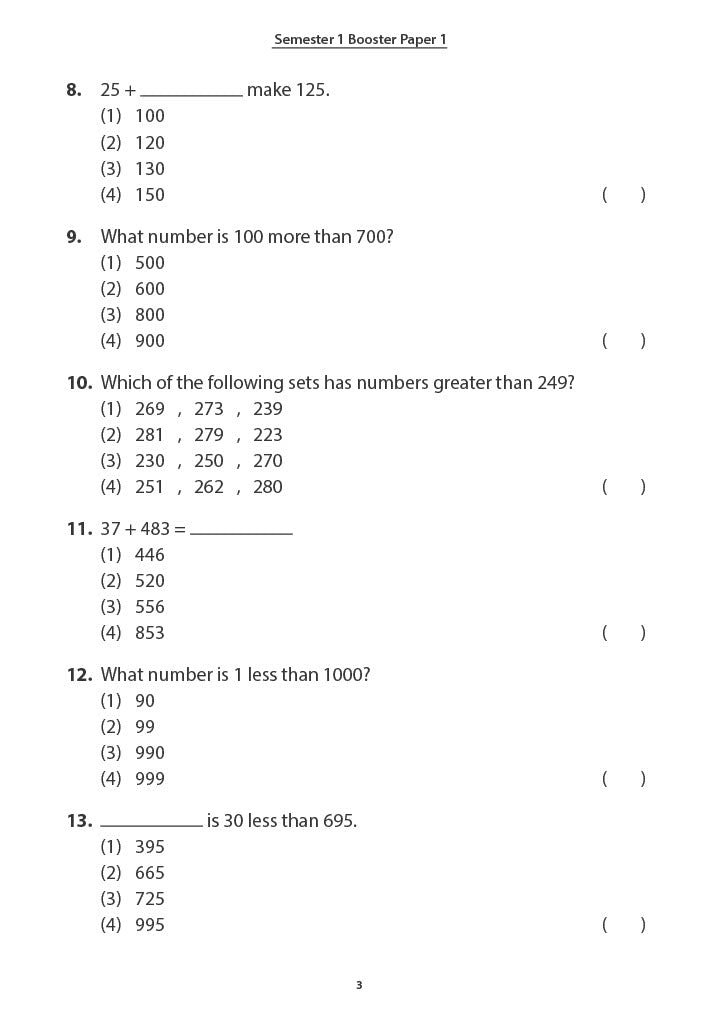 Primary 2 Maths Semester Boosters Papers