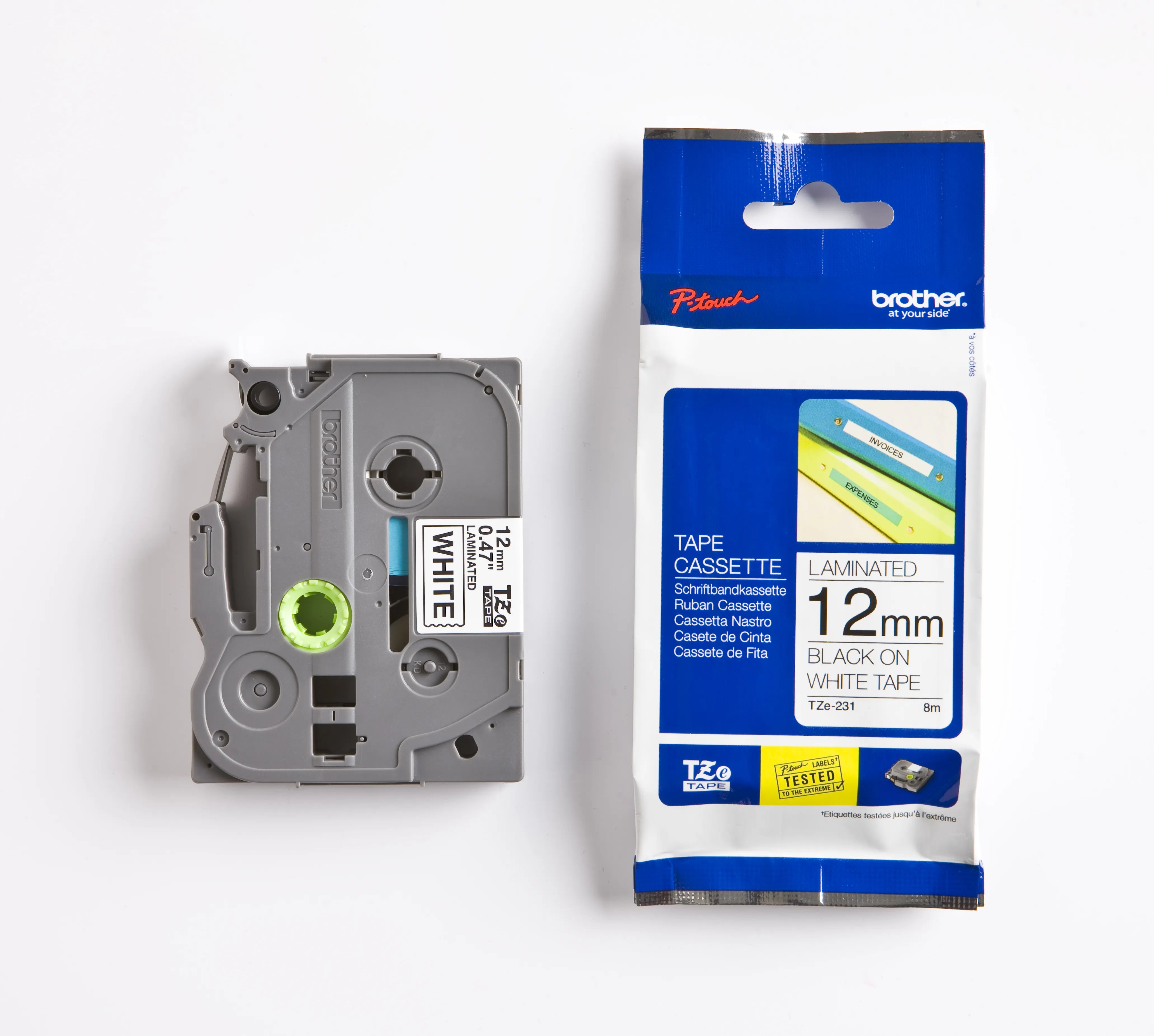 Brother Tape Tze-231 Blk/white Lam 12mm