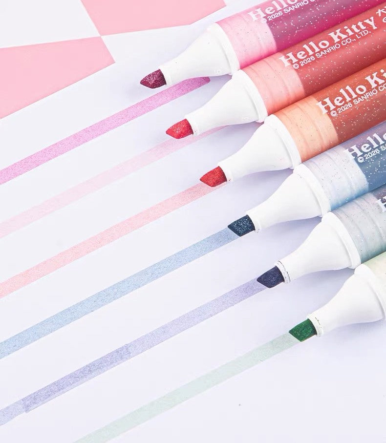  Hello Kitty Glitter Paint Pen 6 Colours Set - 2 Assorted Designs 
