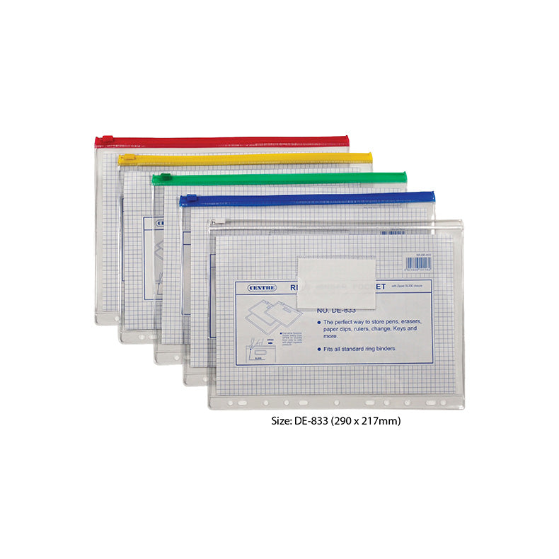 Centre Pvc Ring Binder Pocket A4