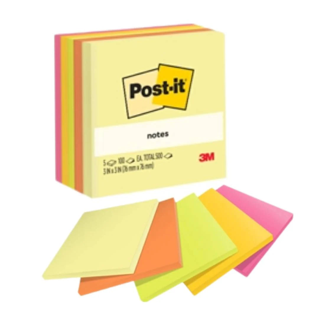 Post-it® 654-5asst Premium Assorted Colours, 3x3"
