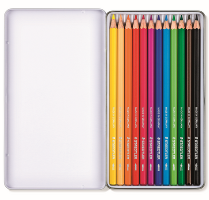 STAEDTLER DJ WATERCOLOUR PENCILS 12 COL METAL BOX