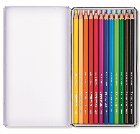 STAEDTLER DJ WATERCOLOUR PENCILS 12 COL METAL BOX