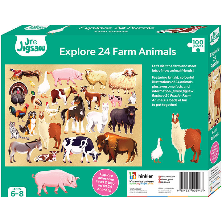 HINKLER JR JIGSAW EXPLORE 24 FARM ANIMALS