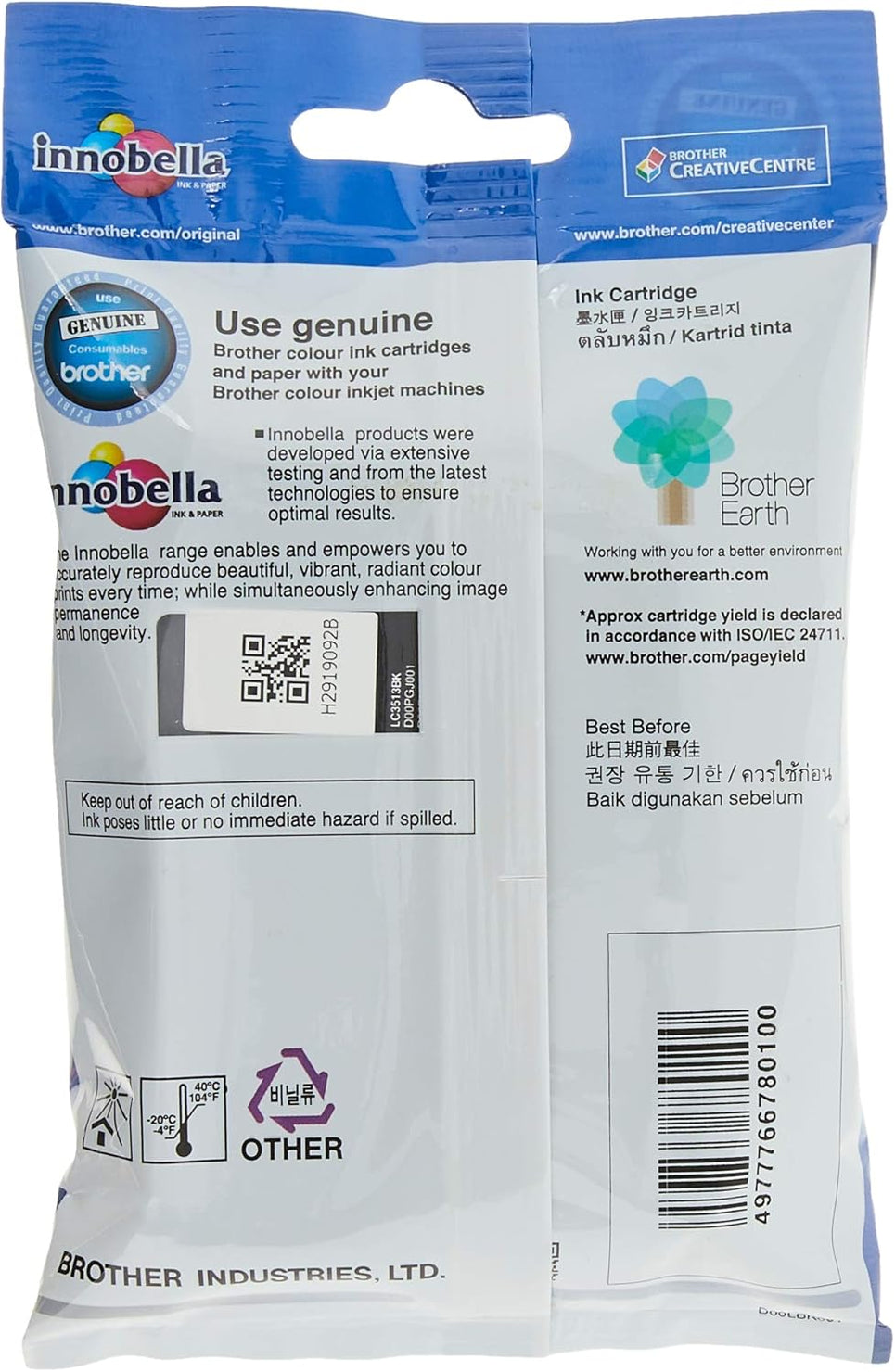 Brother LC3513BK Original Ink Cartridge Compatible with DCP/MFC Series, 400 Pages, Black