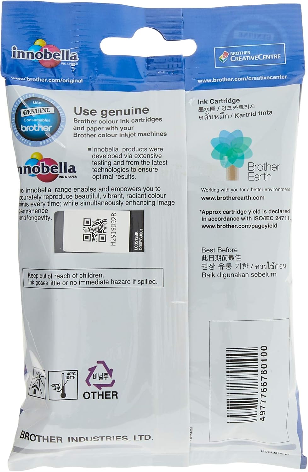 Brother LC3513BK Original Ink Cartridge Compatible with DCP/MFC Series, 400 Pages, Black