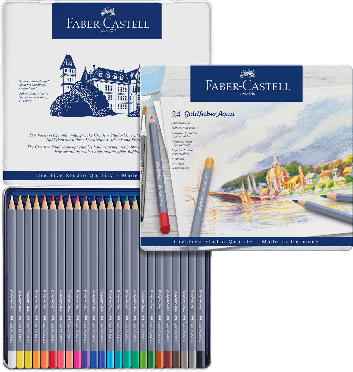 Faber-Castell Goldfaber Aqua Watercolour Pencils, 24 Colours-114624