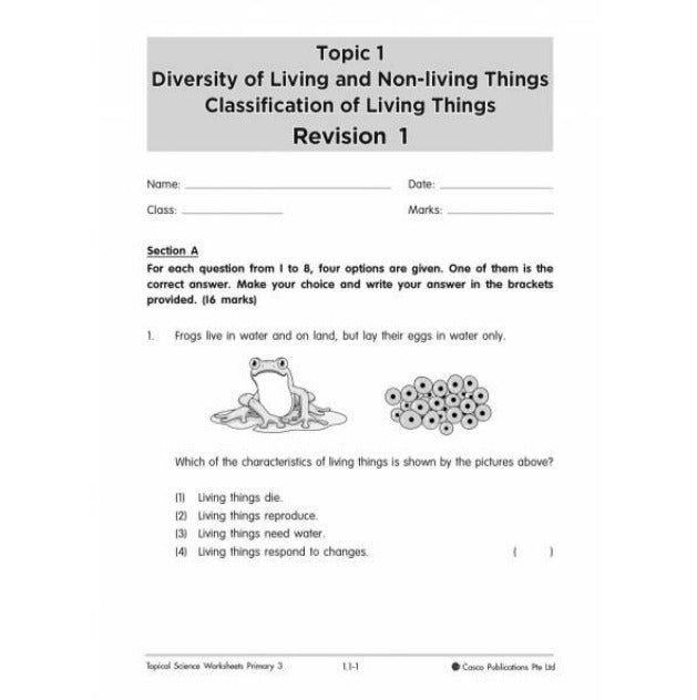 Science Topical Worksheets Primary 3