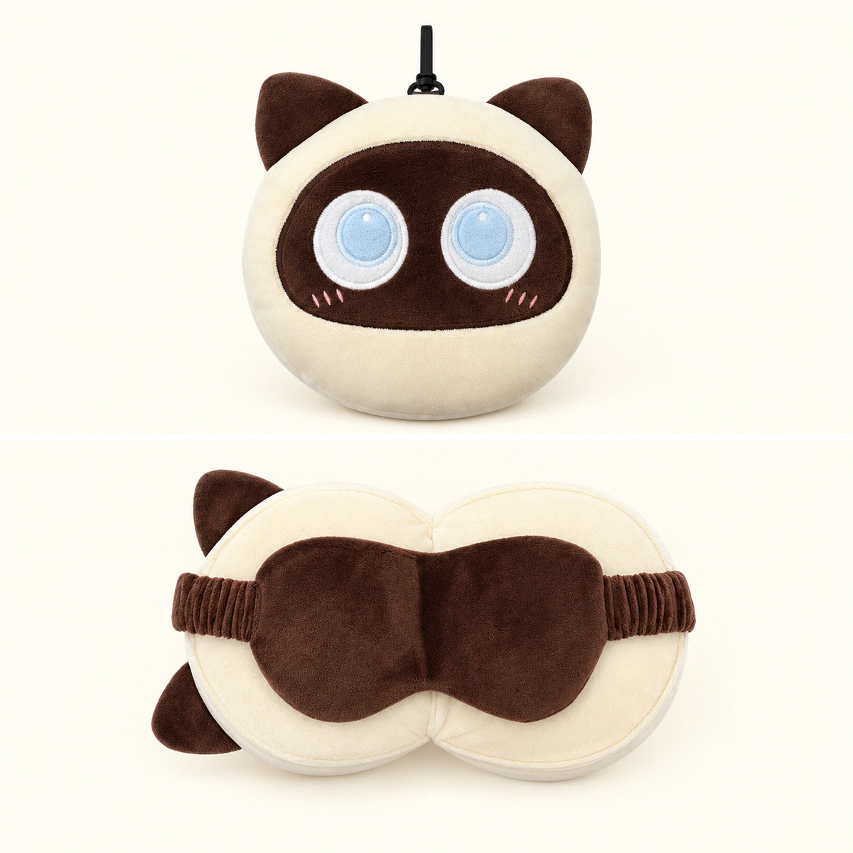  2 In 1 Plush Eye Mask And Head Rest Cushion - Creamy Mocha Cat 