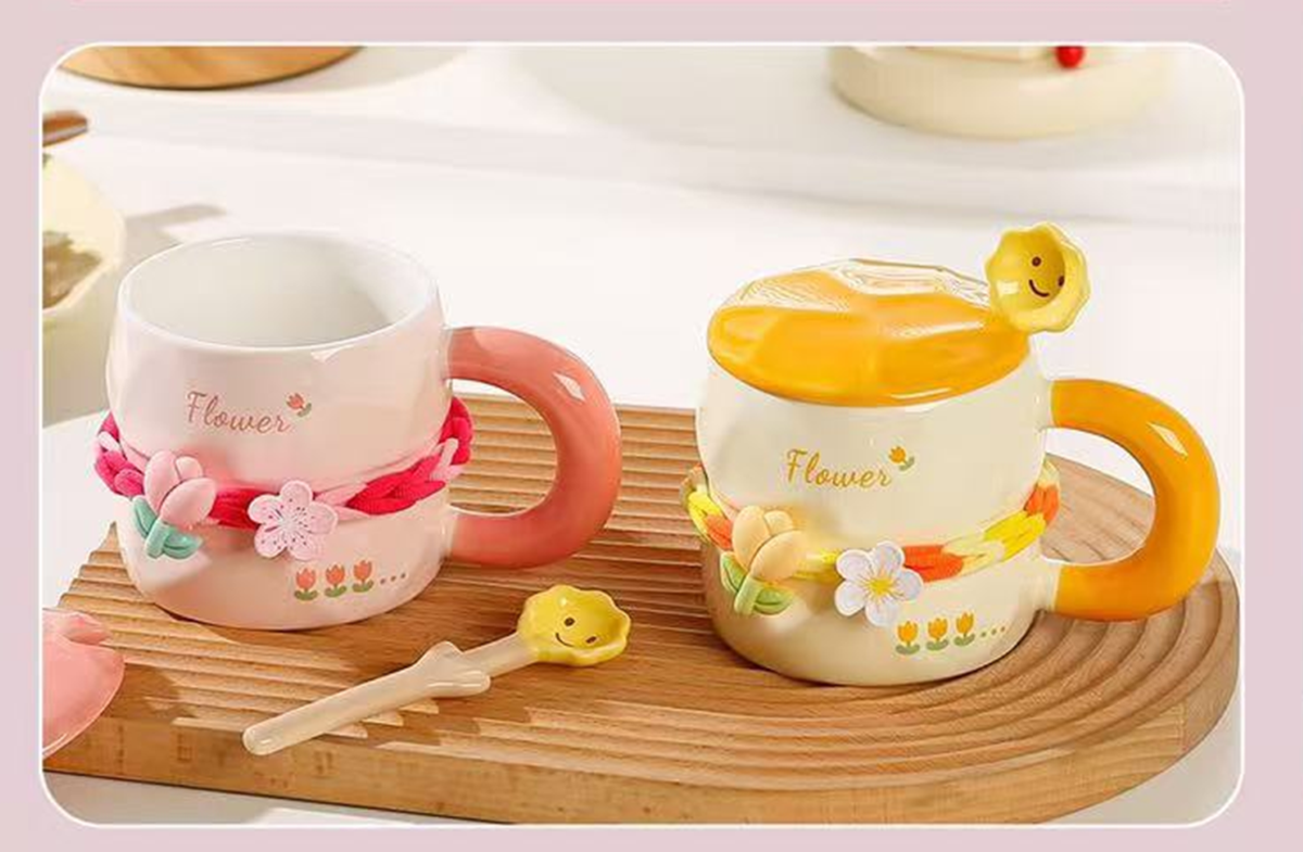  CERAMIC MUG FLWR W LID 88142A