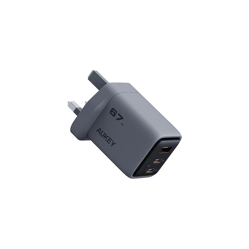 Aukey PA-C3 Comet Mix 3 67W Fast Charging Wall Charger with GaN Technology - Gray