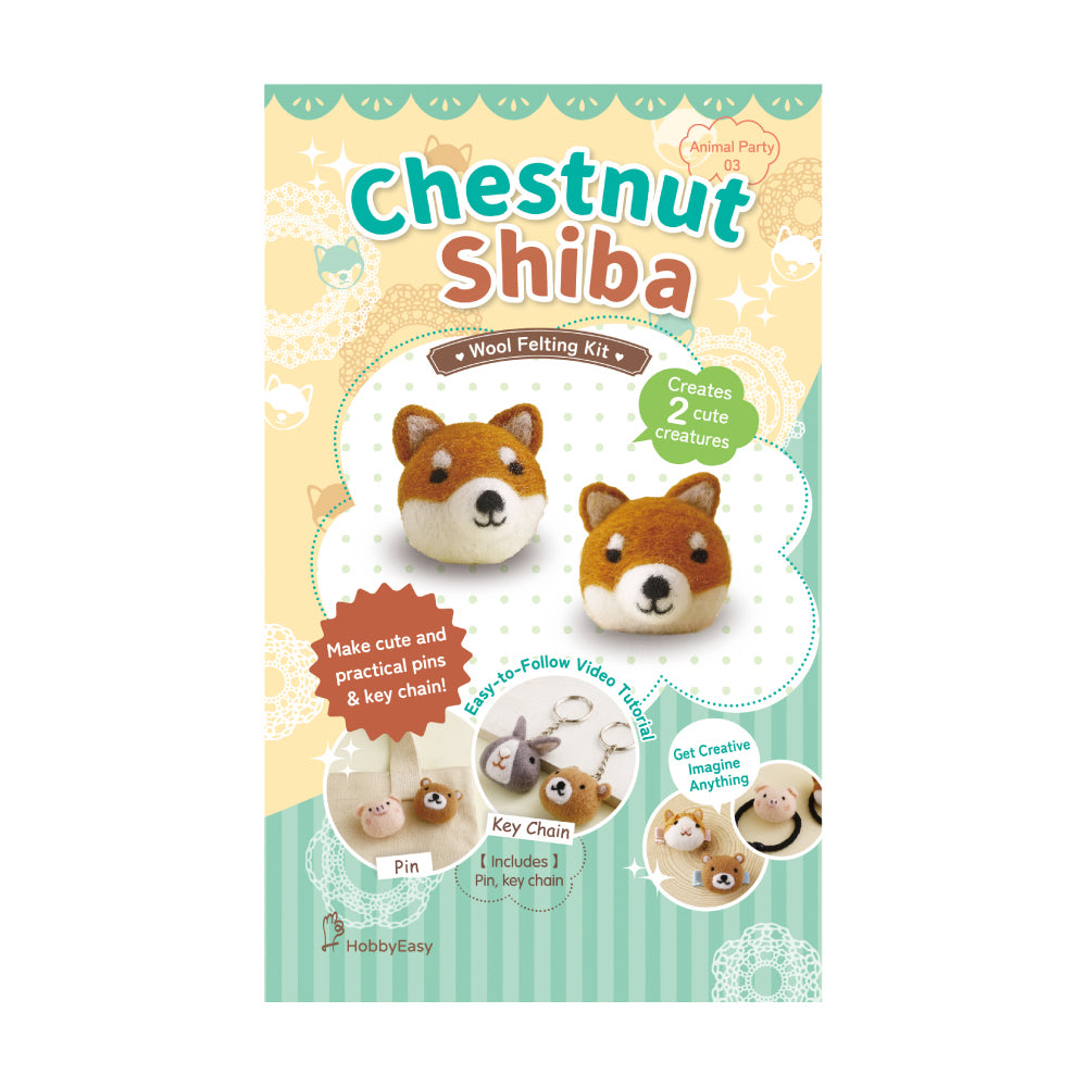 DIY Animal Felting Key Charm - Chestnut Shiba