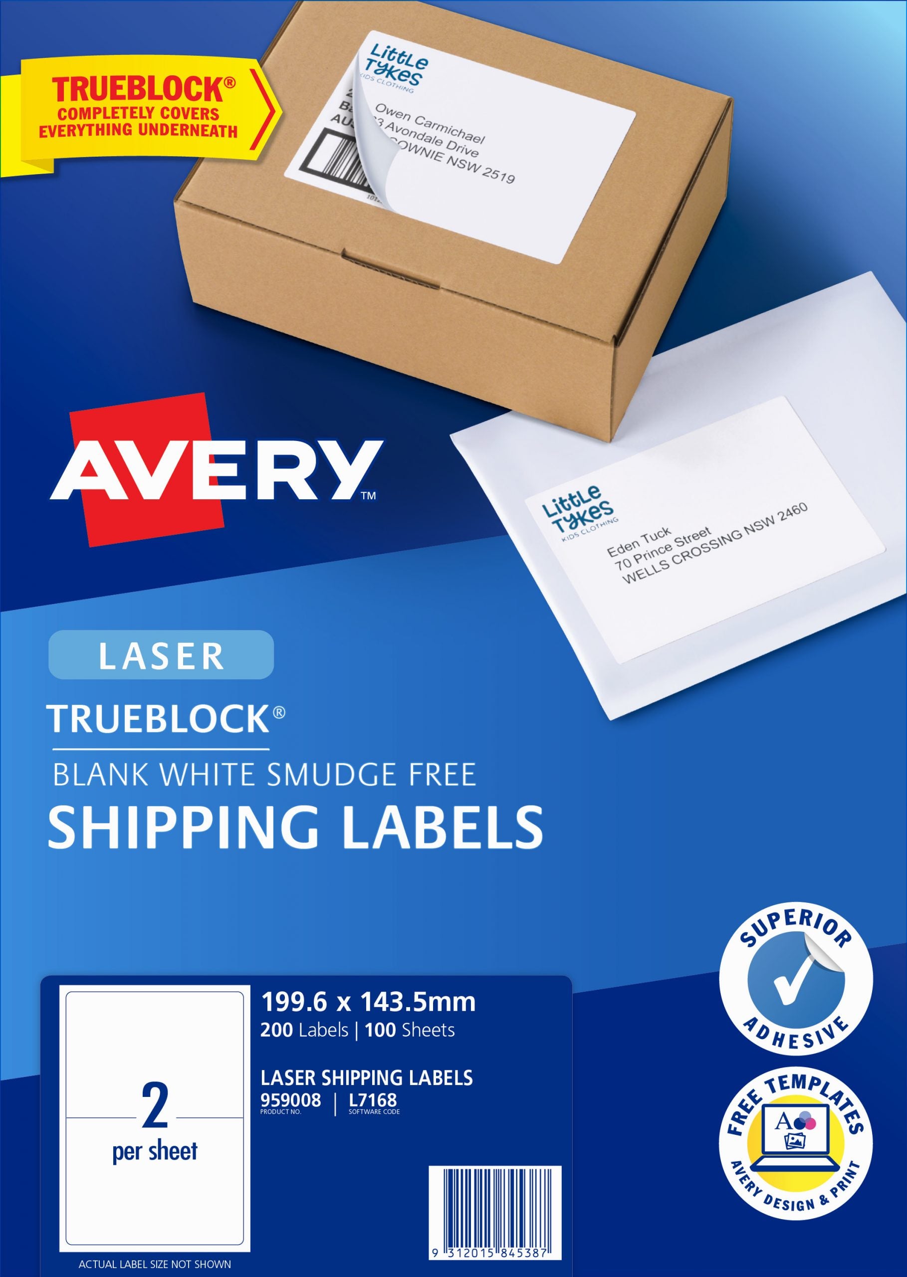 Avery Laser Label 2-sht A4 L7168-10